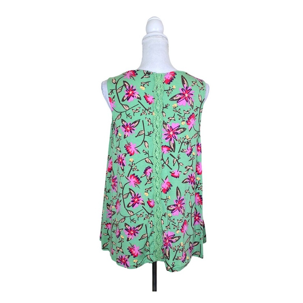 Matilda Jane Weekend Away Green Floral Print Flowy Swing Silhouette Tank Top - Picture 7 of 10